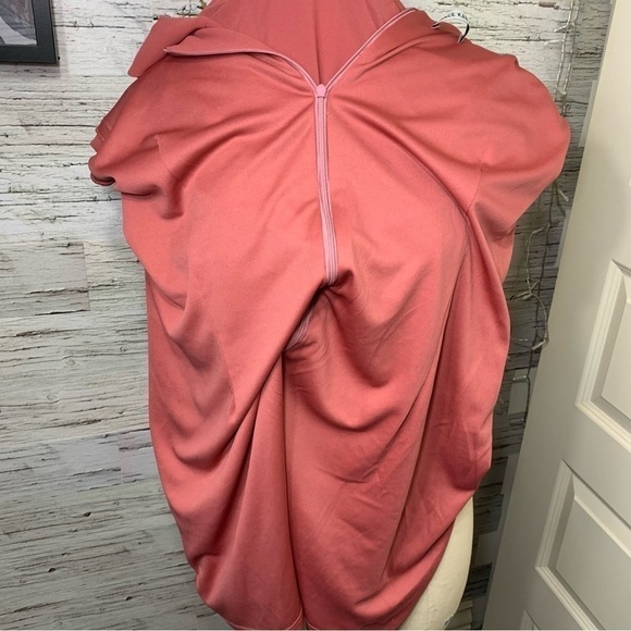 Grace Karin Pink Corral Midi Dress Chiffon Slit Sleeves Flowy Minimalist Sz 3XL - Picture 13 of 15